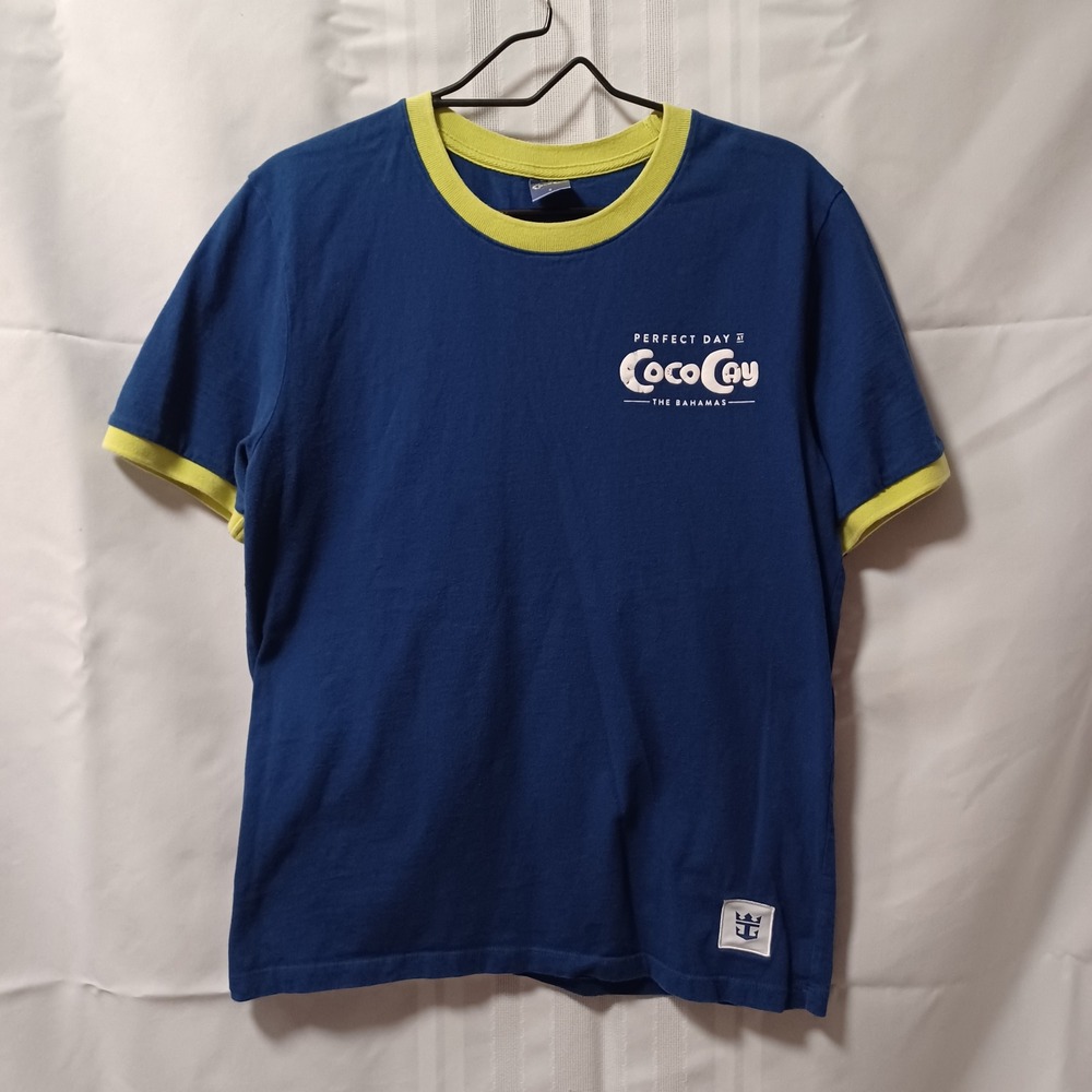 Royal Caribbean T-Shirt Mens S Blue CocoCay Bahamas Ringer Tee RN160145 Cotton
